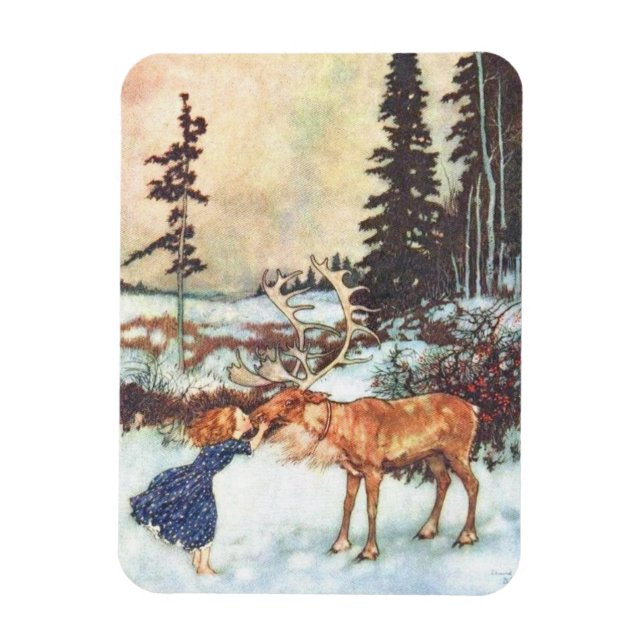 Kissing a Reindeer Magnet (Vertikal)