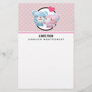 Kissing Bears Cute och Kawaii Brevpapper