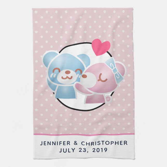 Kissing Bears Cute och Kawaii Kökshandduk (Vertikal)