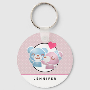 Kissing Bears Cute och Kawaii Nyckelring