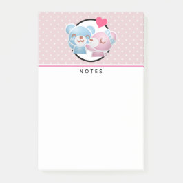 Kissing Bears Cute och Kawaii Post-it Block