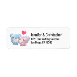 Kissing Bears Cute och Kawaii Returadress Etikett