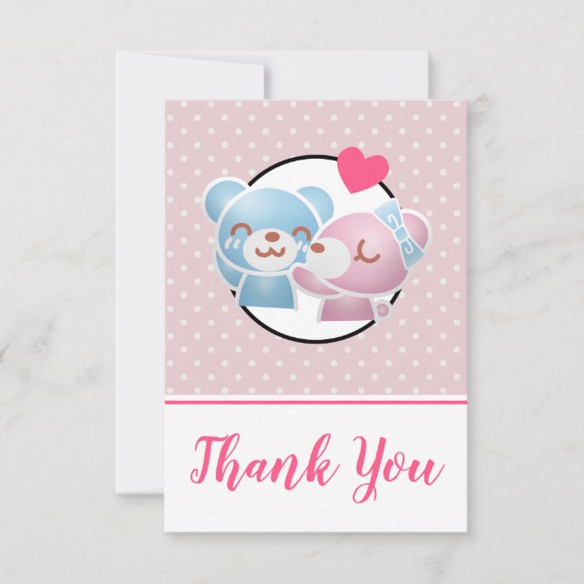 Kissing Bears Cute och Kawaii Tack (Framsida)