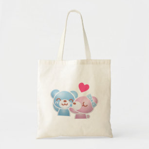Kissing Bears Cute och Kawaii Tygkasse