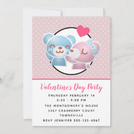 Kissing Bears Cute Valentines Inbjudan