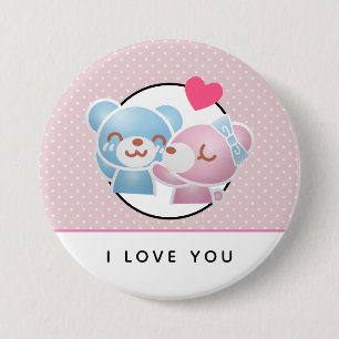 Kissing Bears I Kärlek You Cute och Kawaii Knapp