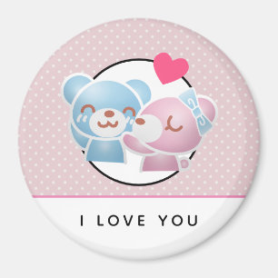 Kissing Bears I Kärlek You Cute och Kawaii Magnet