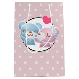 KIssing Bears on Polka dots Cute and Kawaii