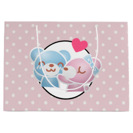 KIssing Bears on Polka dots Cute and Kawaii