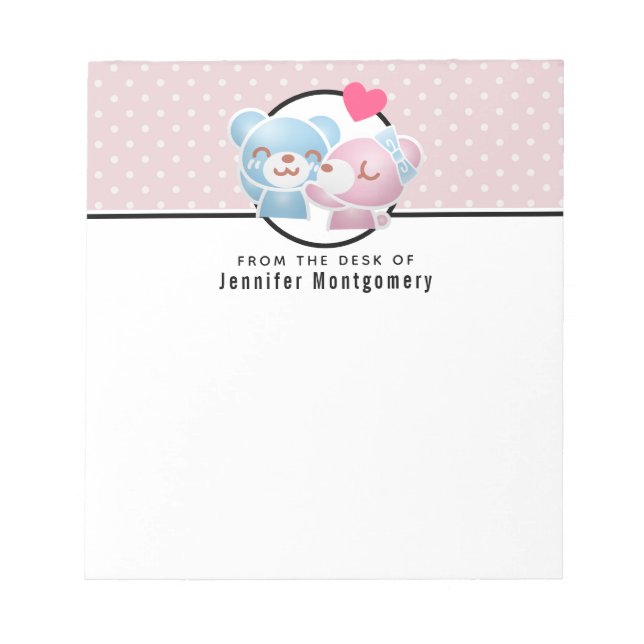 KIssing Bears on Polka dots Cute and Kawaii Anteckningsblock (Framsida)