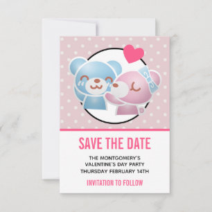 KIssing Bears on Polka dots Cute and Kawaii Spara Datumet