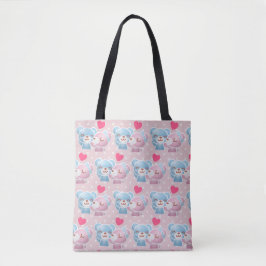 KIssing Bears on Polka dots Cute and Kawaii Tygkasse