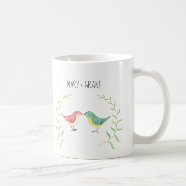 Kissing Birds Cute Woodland Love birds Kaffemugg (Höger)