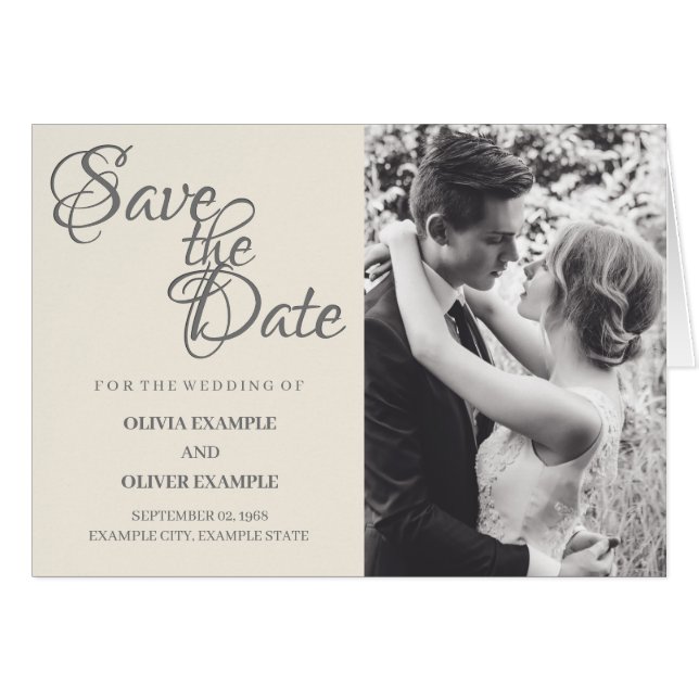 Kissing bröllop par i svartvitt hälsningskort (Framsidan Horizontal)