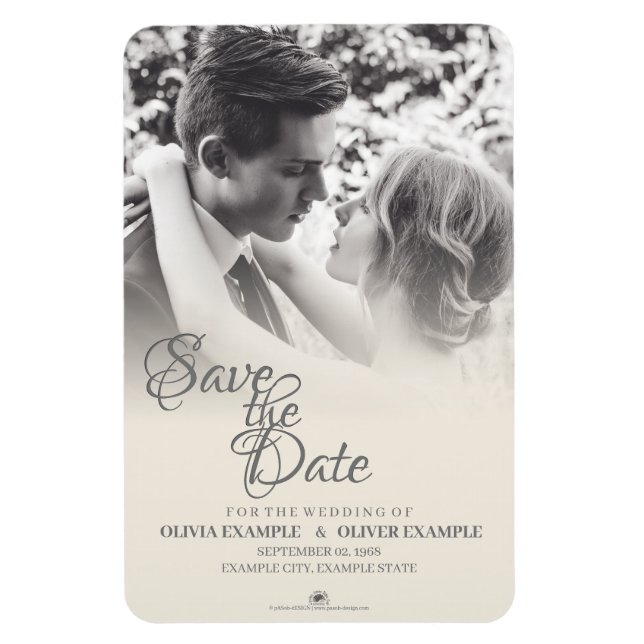 Kissing bröllop par i svartvitt magnet (Vertikal)