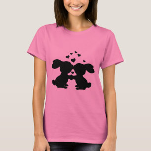 Kissing Bunnies med hjärt-skjorta T Shirt