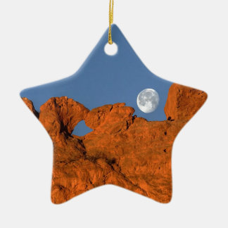 Kissing Camels Sten-formation med Full Moon Julgransprydnad Keramik