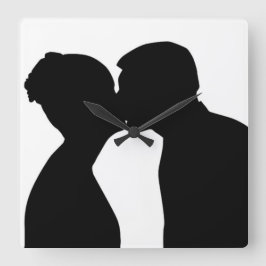 KISSING COUPLE FYRKANTIG KLOCKA
