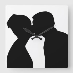 KISSING COUPLE FYRKANTIG KLOCKA