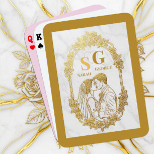 Kissing Couple, Guld Bröllop, Ram, Initialer, Casinokort