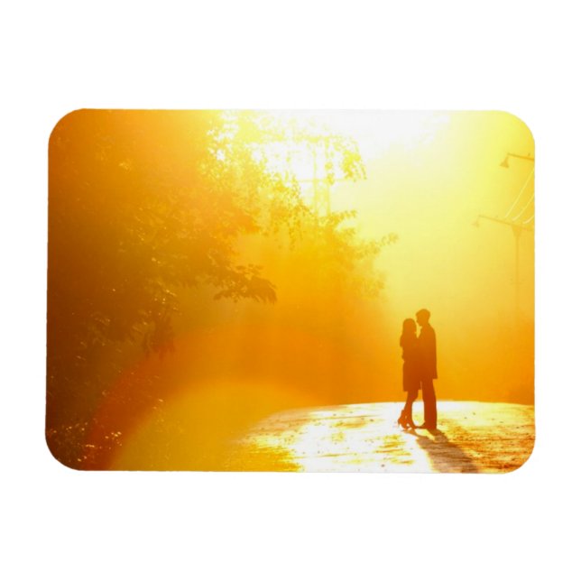 Kissing Couple i solljus Magnet (Horisontell)
