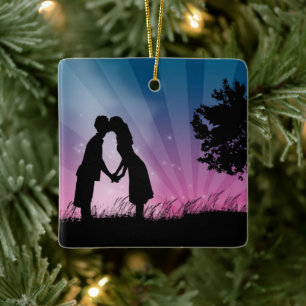 Kissing Couple Julgransprydnad Keramik