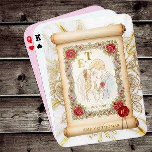 Kissing Couple Monogrammed, Ro, Bröllop Rulla Casinokort