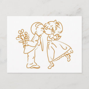Kissing Couple Sketch Vykort