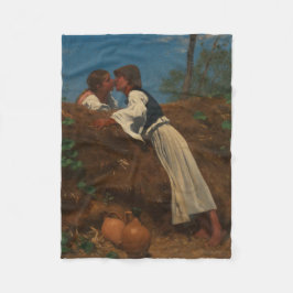 Kissing Couple (The Kiss) (av von Pettenkofen) Fleecefilt
