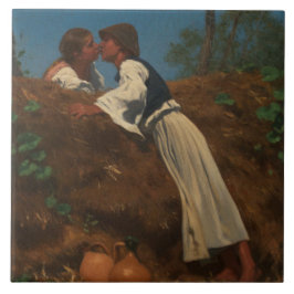 Kissing Couple (The Kiss) (av von Pettenkofen) Kakelplatta