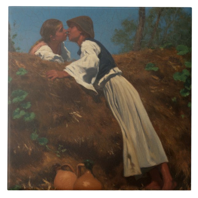 Kissing Couple (The Kiss) (av von Pettenkofen) Kakelplatta (Framsidan)