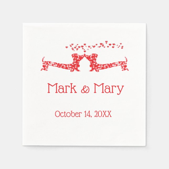 Kissing Dachshunds Napkins Pappersservett (Framsidan)