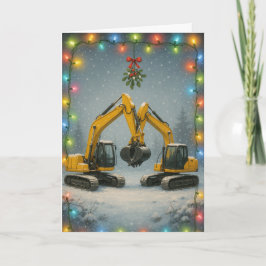 Kissing diggers Christmas card Kort