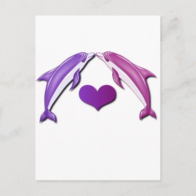 Kissing Dolphins vykort (Framsida)