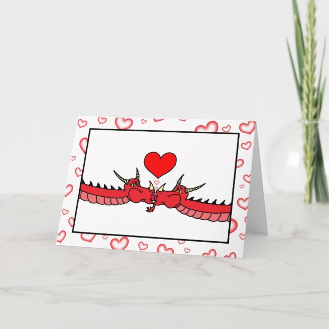 Kissing Dragon Alla hjärtans dag Card Helgkort (Framsida)