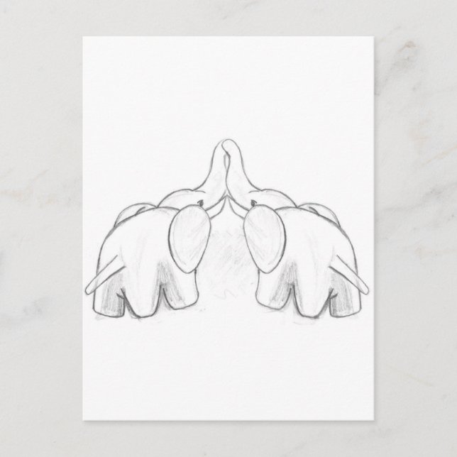 Kissing Elephants Vykort (Framsida)