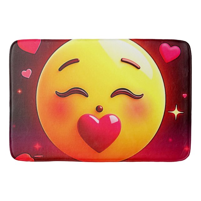 Kissing Emoji Blowing Hearts Badrumsmatta (Framsidan)