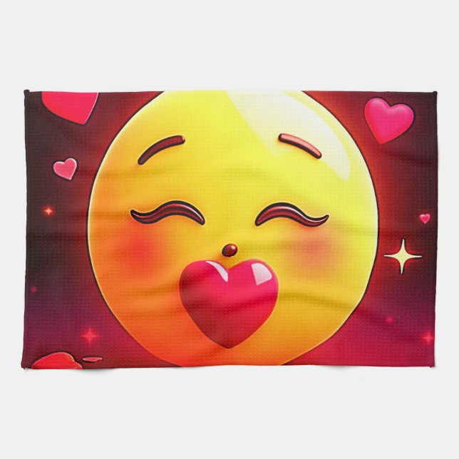 Kissing Emoji Blowing Hearts Kökshandduk (Horisontell)