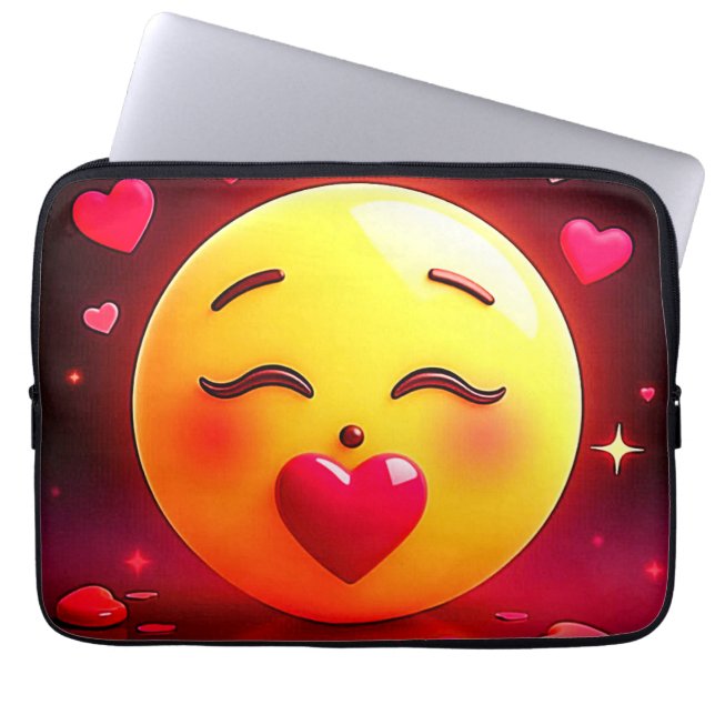 Kissing Emoji Blowing Hearts Laptop Fodral (Framsidan)