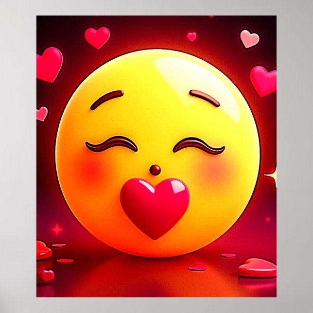 Kissing Emoji Blowing Hearts Poster (Framsidan)