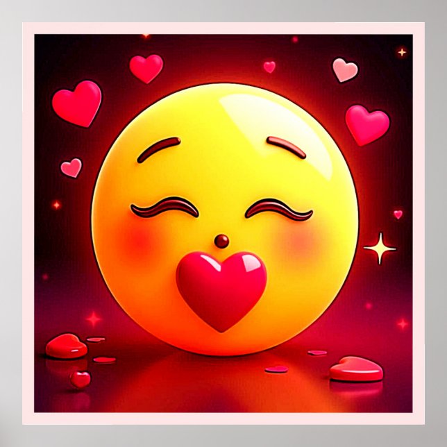 Kissing Emoji Blowing Hearts Poster (Framsidan)