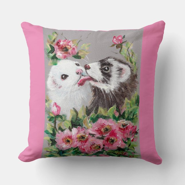 Kissing Ferrets Ro Valentine Pillow Kudde (Framsida)