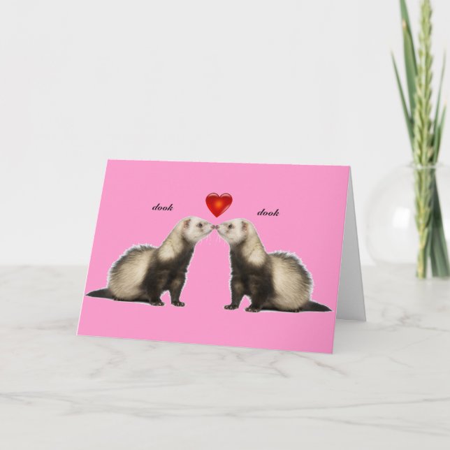 Kissing Ferrets Valentine Card Helgkort (Framsida)