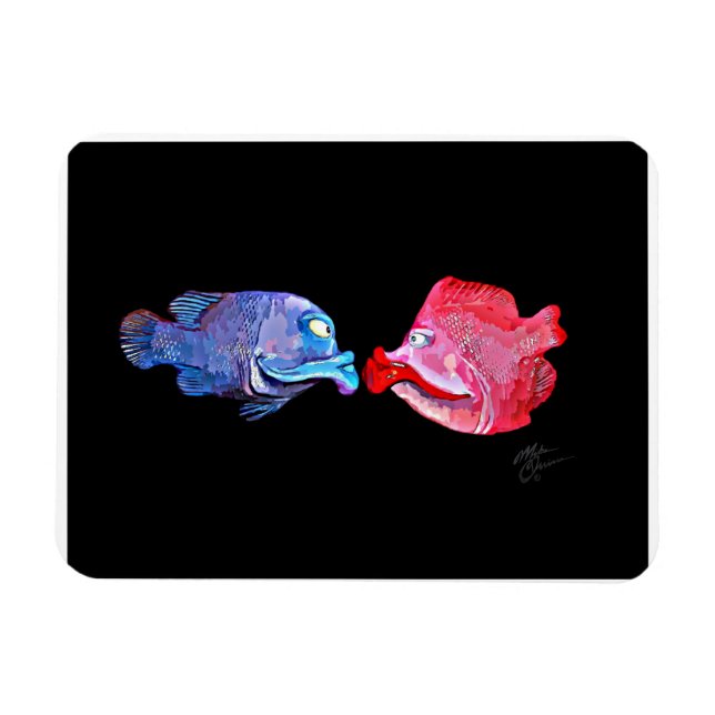"Kissing Fish" Art av Mike Quinn Magnet (Horisontell)