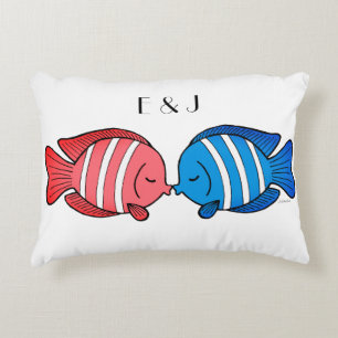 Kissing Fish Pillow Personligt bröllp Gift for par Prydnadskudde