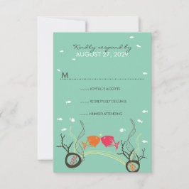 Kissing Fishes Corals Beach Whimsical Cute Bröllop OSA Kort