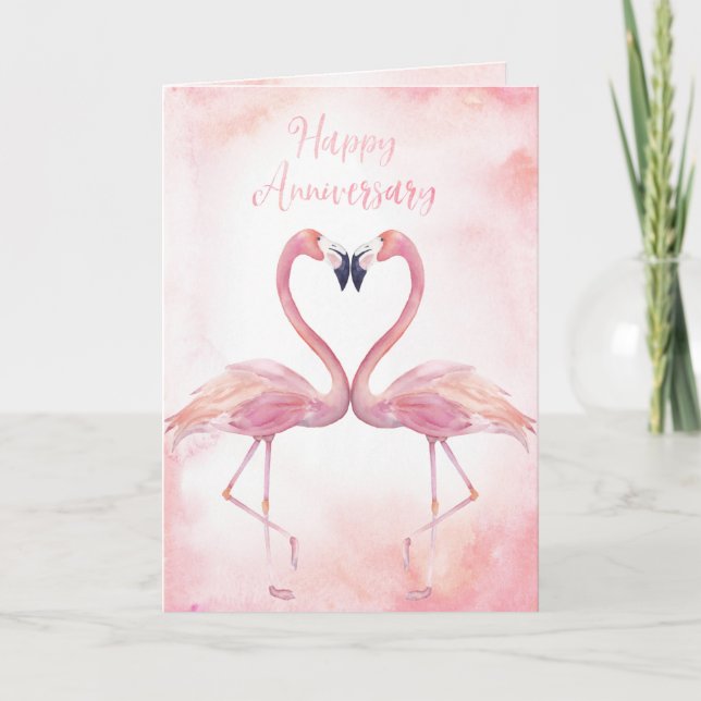Kissing Flamingos | Årsdag Kort (Framsida)