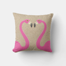 Kissing Flamingos Beach Sand Pillow Utomhuskudde