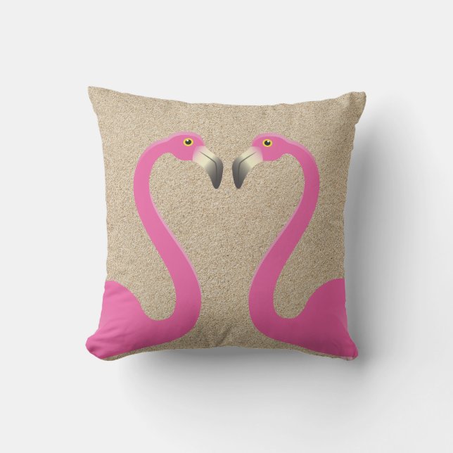 Kissing Flamingos Beach Sand Pillow Utomhuskudde (Framsida)