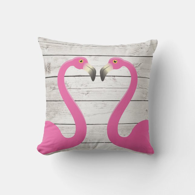 Kissing Flamingos Exdoor Pillow Utomhuskudde (Framsida)
